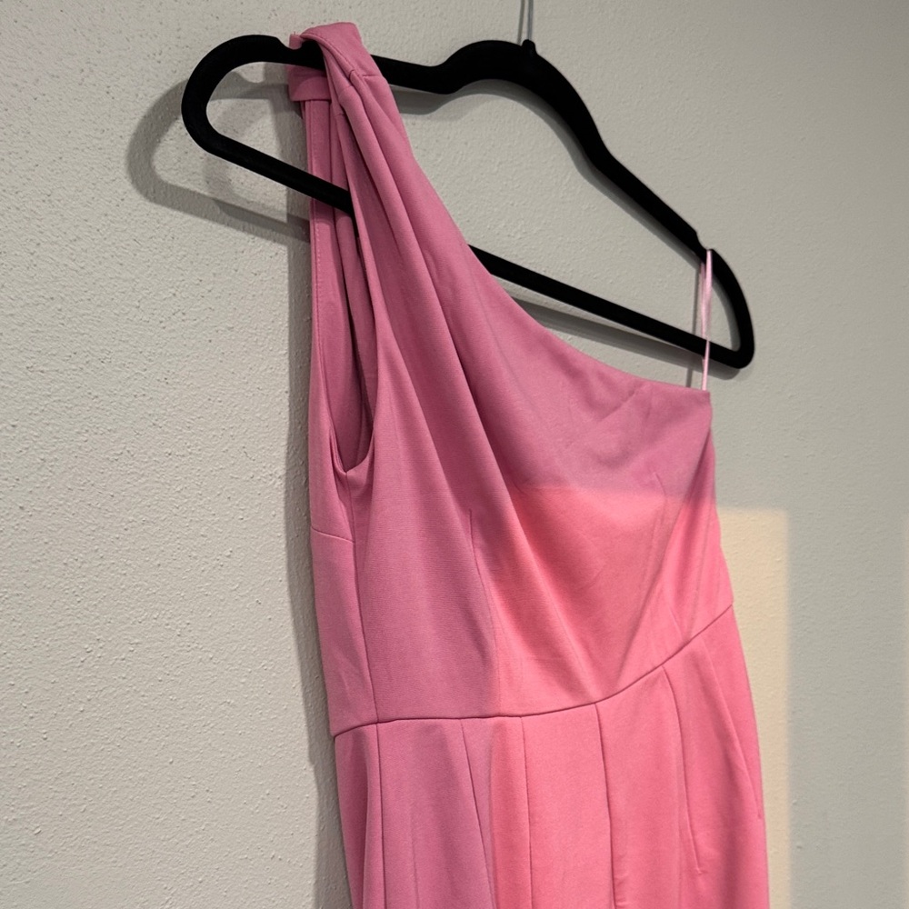 Hello Molly One-Shoulder Dress in Pink - Picture 3 of 4